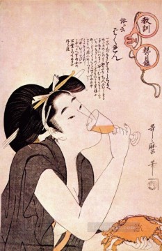  Bijin Oil Painting - the hussy Kitagawa Utamaro Ukiyo e Bijin ga